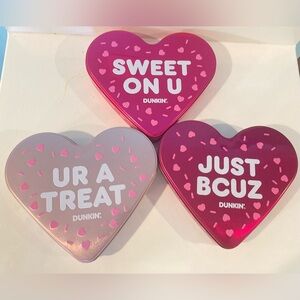 Dunkin' Donuts Valentine Heart-Shaped Tin Trio Limited Edition
